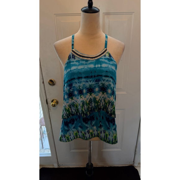BYER Tops - Women's BYER Blue Green Tie-Dye Halter Tank Top XL